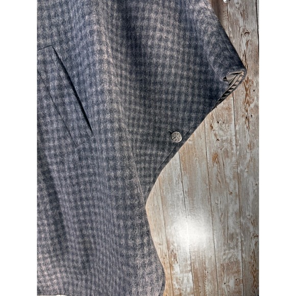 VTG Laponia Austrian Cape OS Black Gray Houndstooth Velvet Collar Double Button - Picture 7 of 8